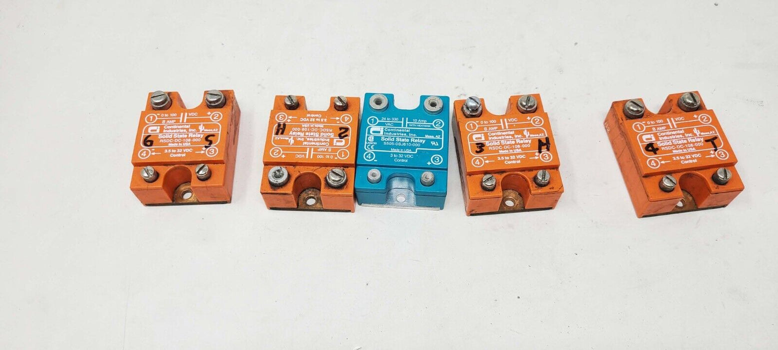 5 PACK - Continental Industries RSDC-DC-108-000 0-100V 8A Solid State Relay