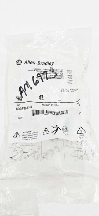 Allen Bradley 800FM-LF3 Illuminated Flush Push Button Green