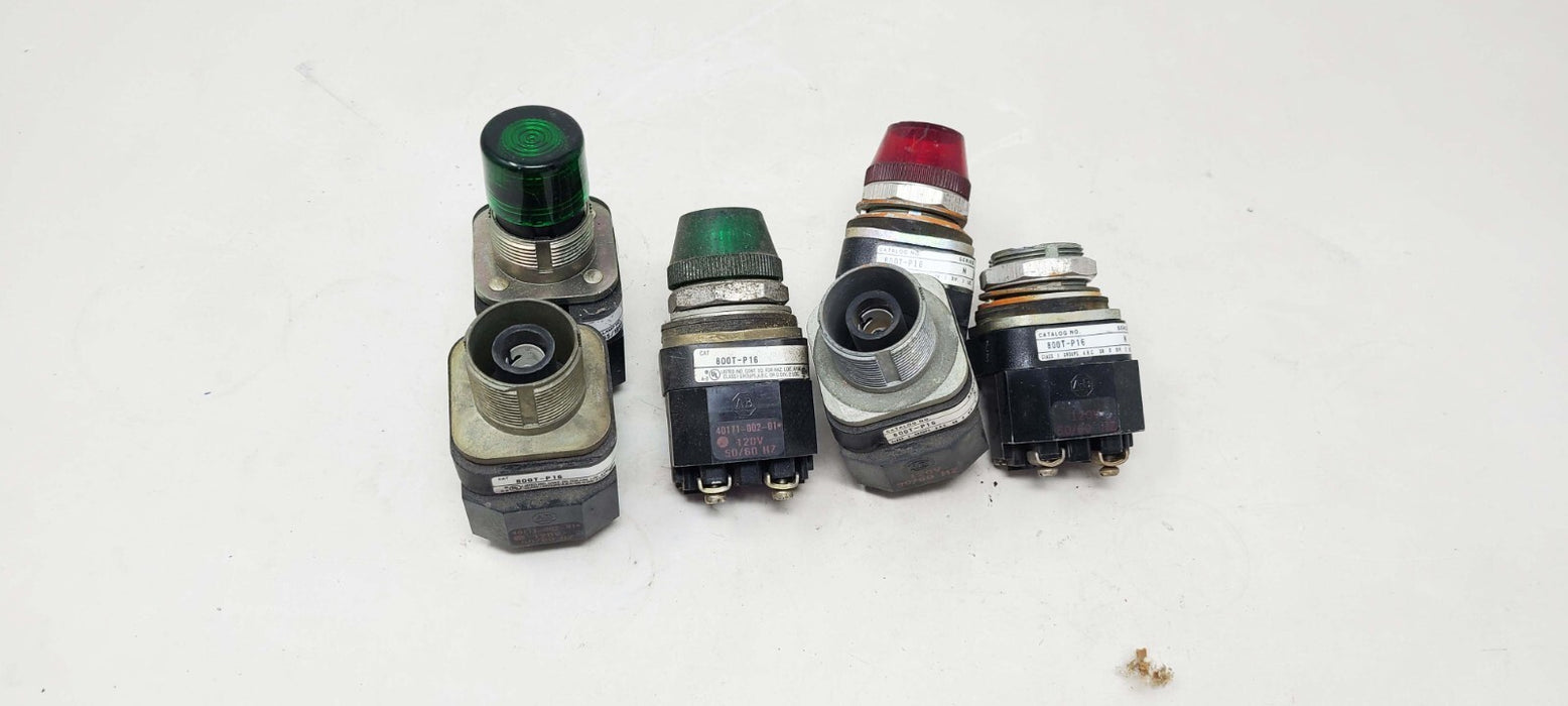 Lot Of (6) ALLEN BRADLEY 800T-P16 120V PILOT LIGHT Green/Red