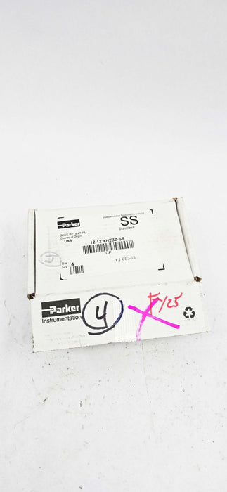 1 PIECE - Parker 12-12 XH2BZ-SS CPI 37° Tube Flare Bulkhead Connector