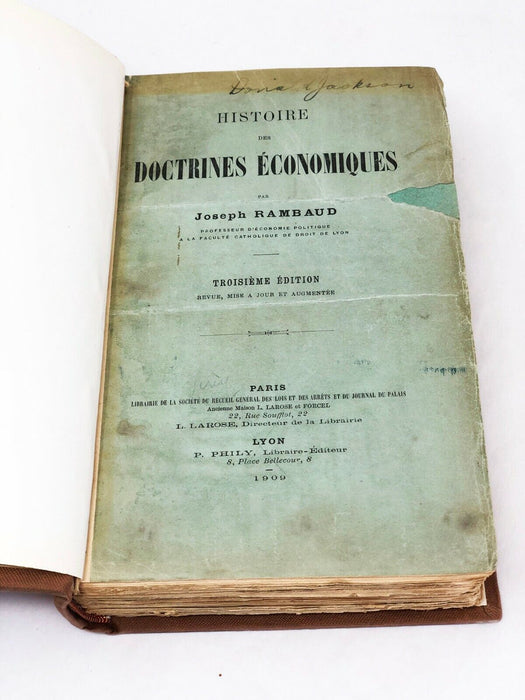 Histoire des doctrines économiques Rambaud, Joseph. 3rd Edition, 1909