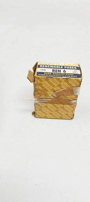Bussmann Super-Lag REN 6 (6 Amp) Renewable Fuses Qty 10 NOS