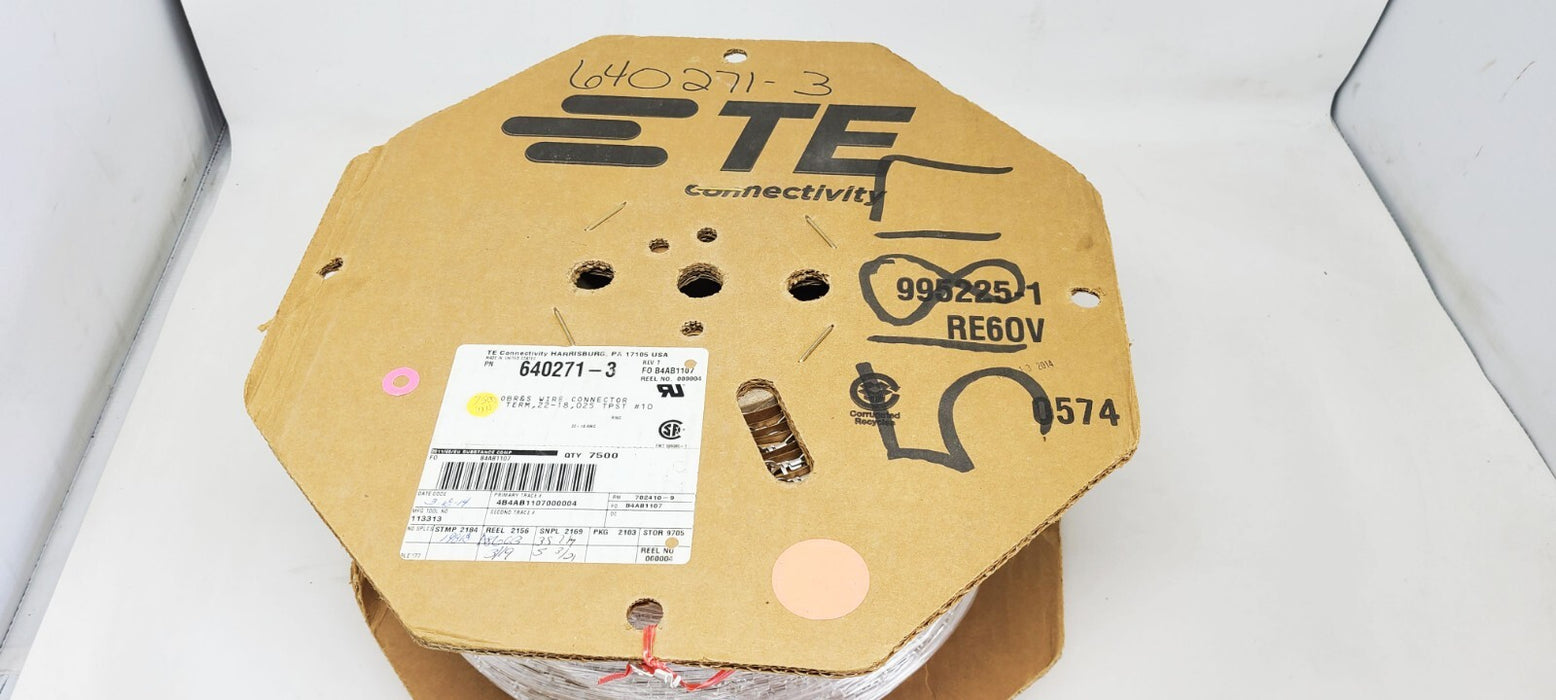 (Roll 7500) - TE Connectivity 640271-3 Ring Tongue Terminal, M5, #10, 18 AWG