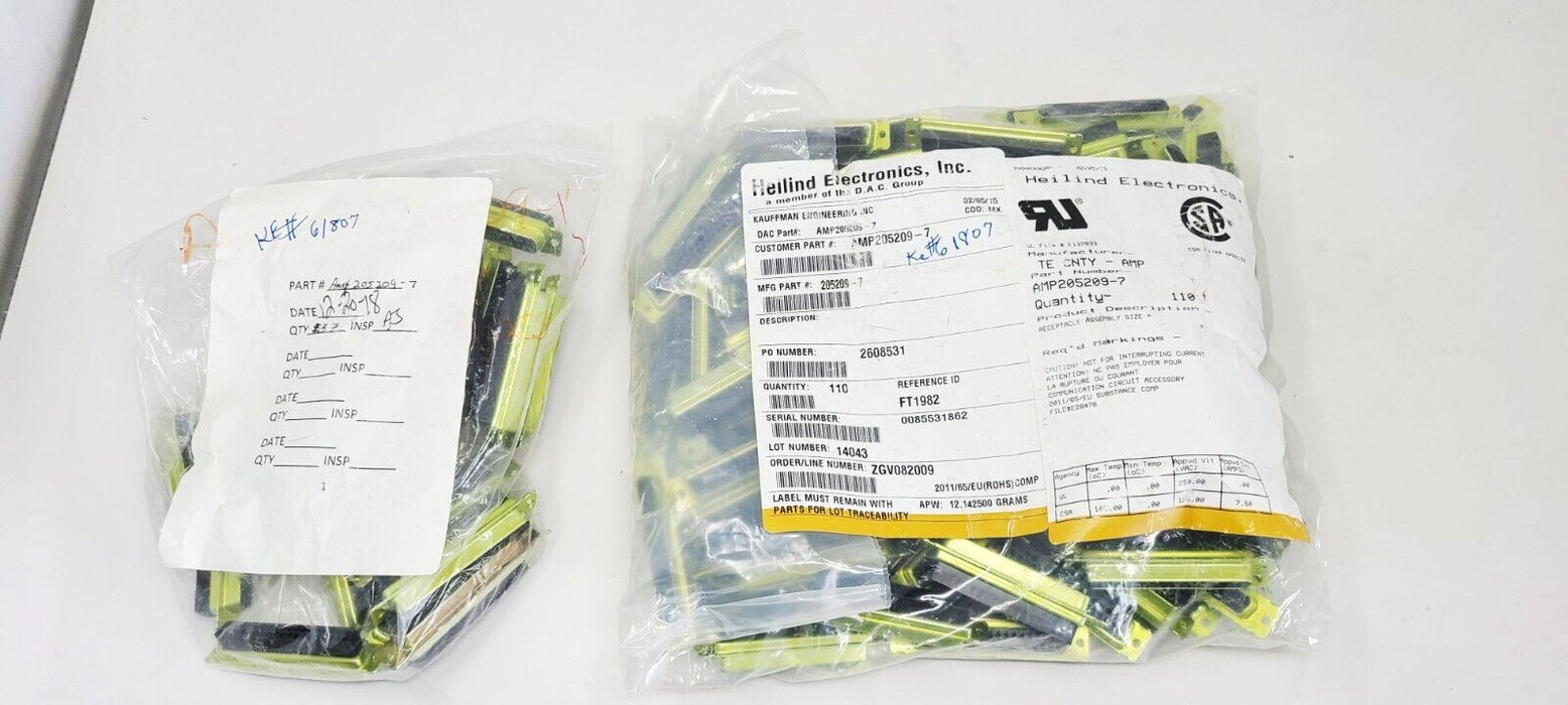 Pack of 140 - AMP205209-7 Crimp D-Sub Connectors, Receptacle Assembly Size 4