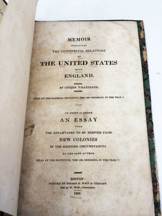 Memoir Concerning the Commercial Relations of the United States w/ England/ 1809