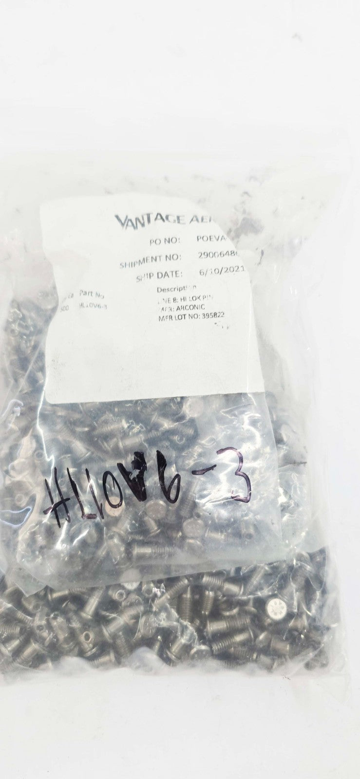 Conic Rivet 10 PIECES - Arconic HL10V6-3 Hi-Lok Rivet Protruding Shear Head Pin ...
