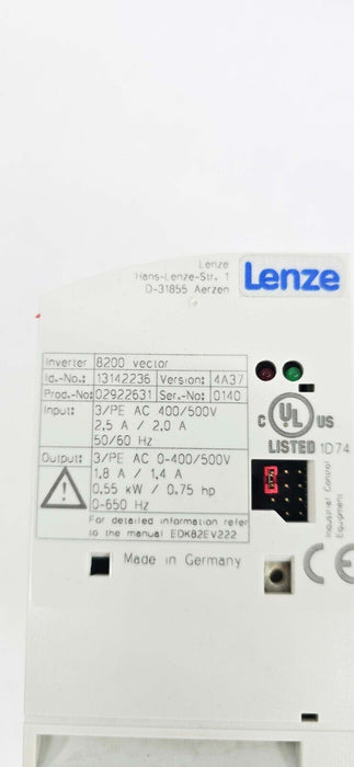 Lenze Inverter 8200 Vector ID: 13142236 Ver: 4A37 Prod: 02922631
