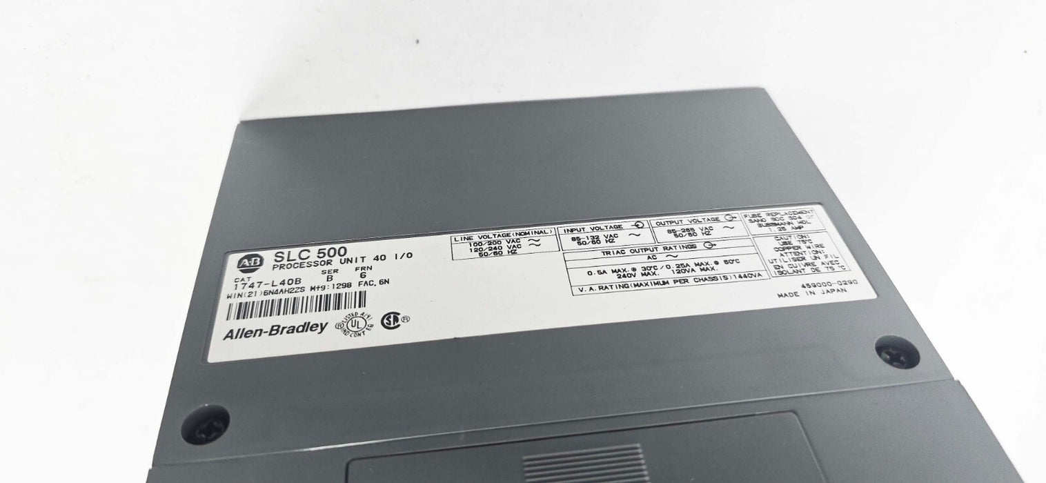 Allen Bradley 1747-L40B SLC 500 Processor Unit 40 I/O SER B FRN 6
