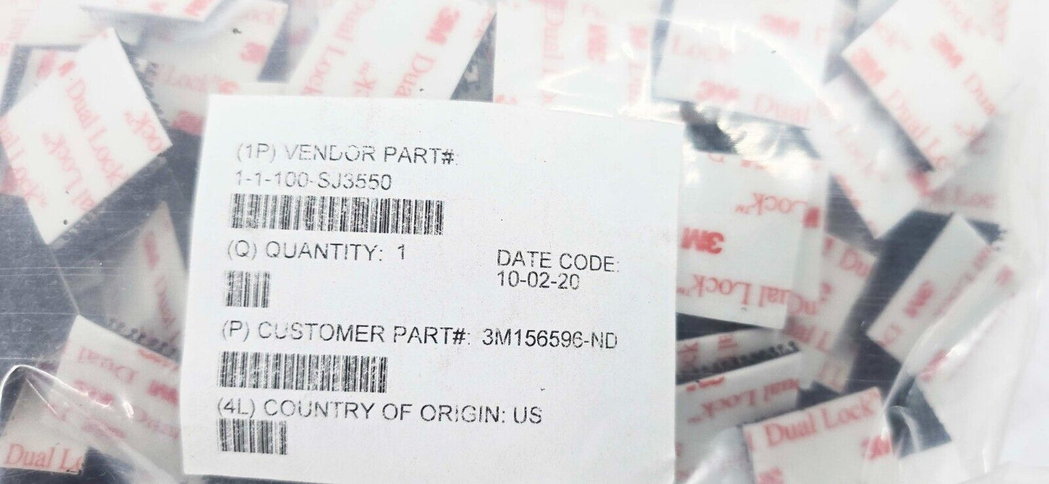 100 PACK - 3M Dual Lock Reclosable Fastener SJ3550 Black 1" x 1" SQ