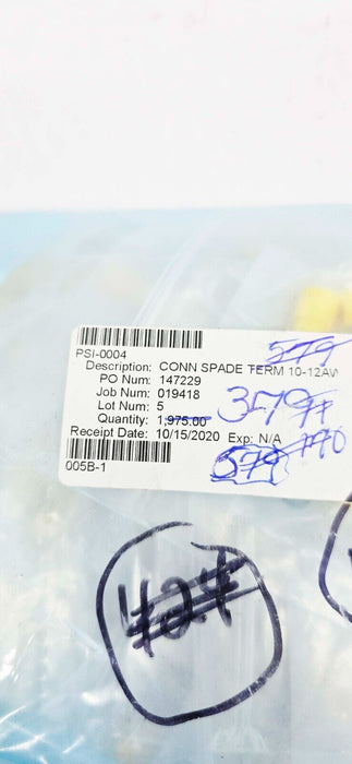 QTY 379 - 277-11141-ND 3240045 Phoenix Contact CONN SPADE TERM 10-12AWG M8 YEL