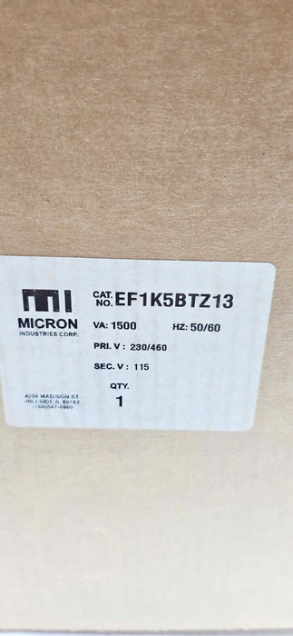 Micron Econotran EF1K5BTZ13 industrial control transformer KVA 1.50 HZ 50/60 180