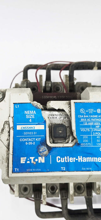 *Cracked Plastic* CN55NN3A - Eaton - Magnetic Contactor - 135 AMP 600V