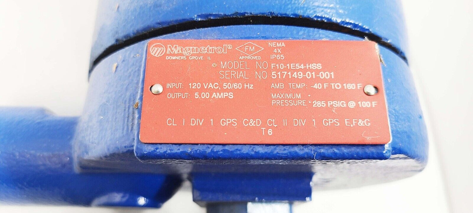 Magnetrol F10-1E54-HSS Flow Switch 120 VAC,5 AMPS, -40 F to 160 F, 285 PSIG