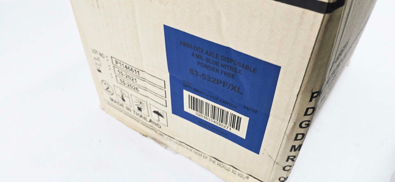 1000 Gloves PIP 63-532PF/XL Gloves, Nitrile, 4 mil, Textured Grip, Blue, X-Large