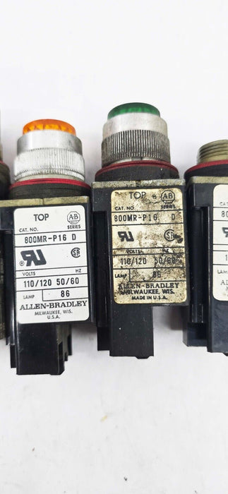 4 PACK - ALLEN-BRADLEY 800MR-P16 & PA16 SER D ILLUMINATED PILOT LIGHT