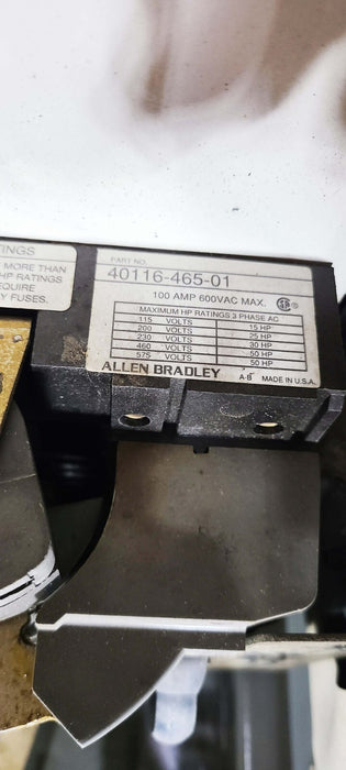 Allen Bradley Size 3 Starter Bucket 509-DOD, Breaker, 50 HP