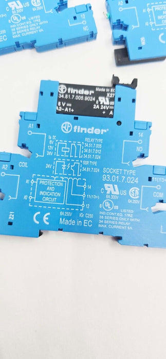 5 PACK - Finder 34.81.7.024.9024 Relay w/ Socket 93.01.7.024