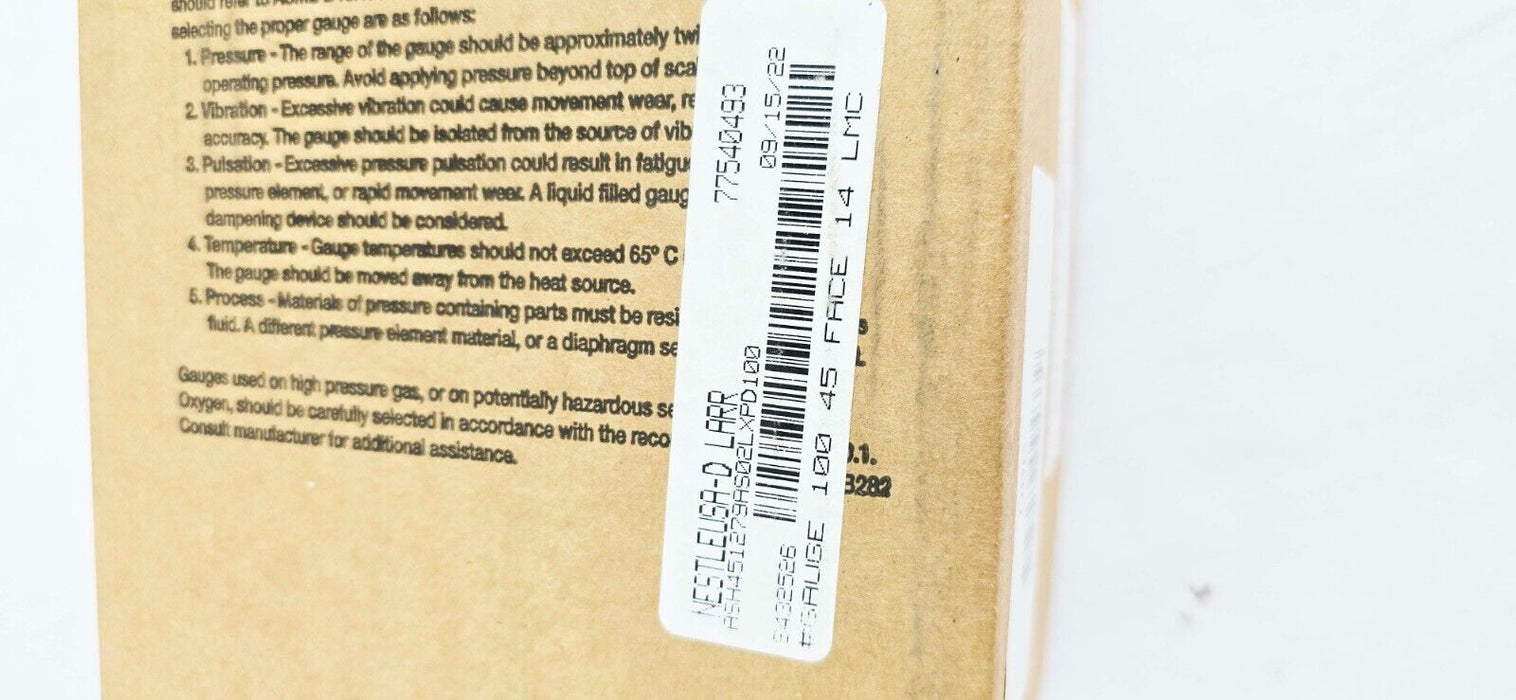 ASHCROFT 45-1279-AS-02L-100 GAUGE 0-100PSI NSMP