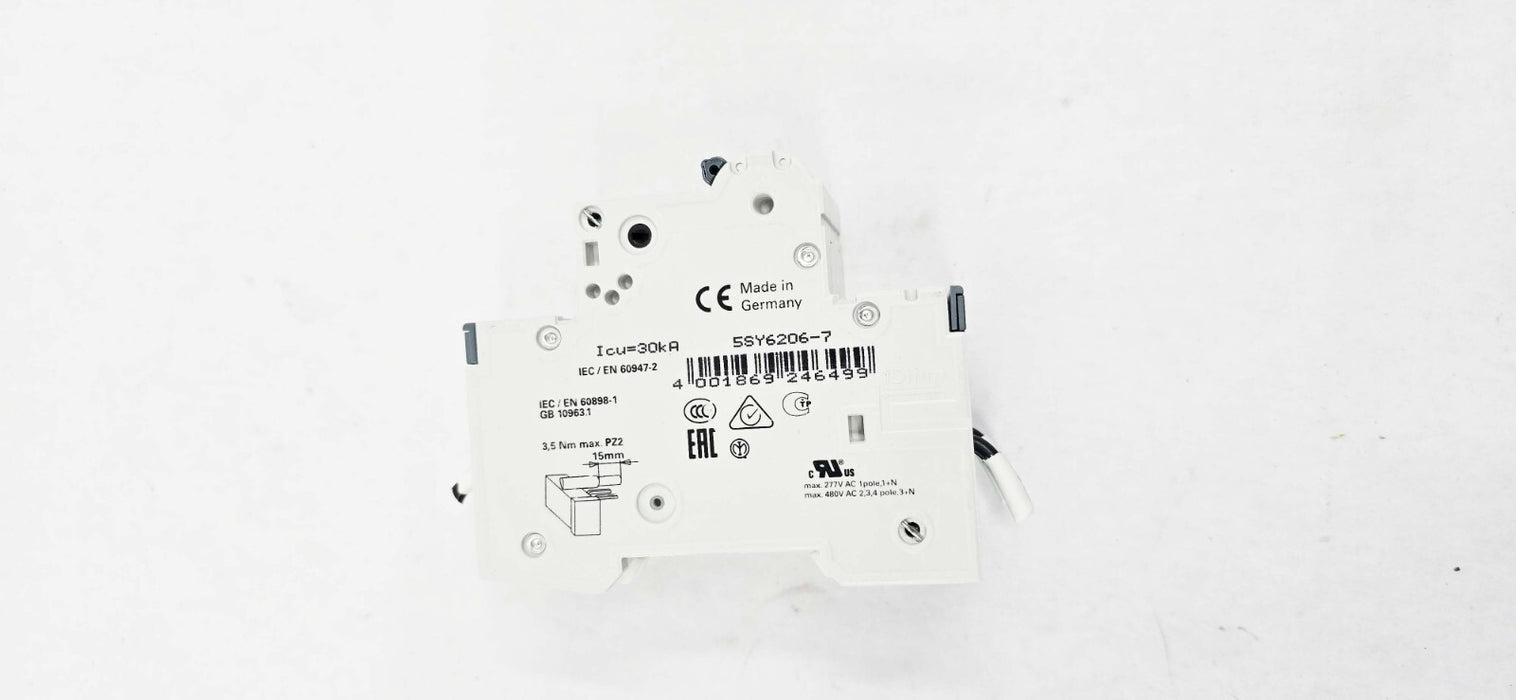 Siemens 5SY6206-7 Miniature Circuit Breakers 400V 6kA 2-Pole C 6A