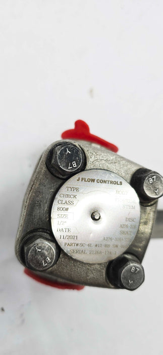 J-Flow Controls 800# 1/2" F316 Steel Butterfly Valve