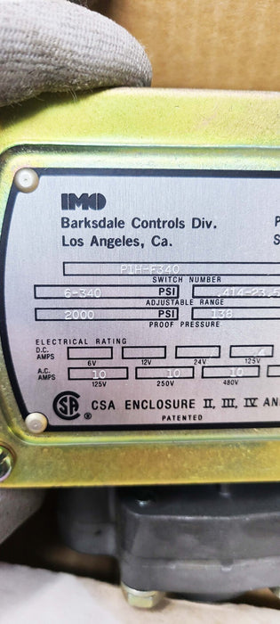 Barksdale P1H-F340 HI- Pressure Switch 6-340 PSI