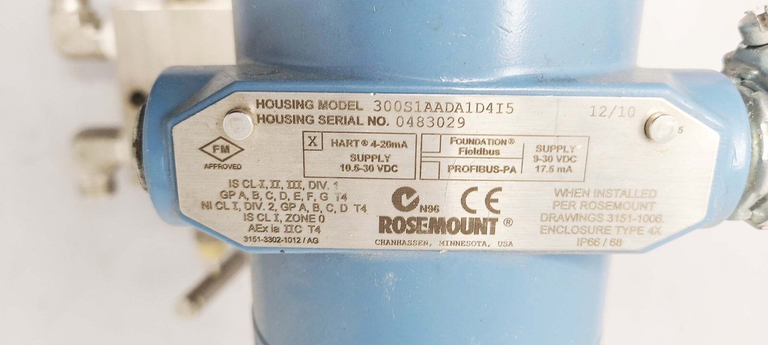 Rosemount 3051S Pressure Transmitter w/ Anderson Greenwood Manifold