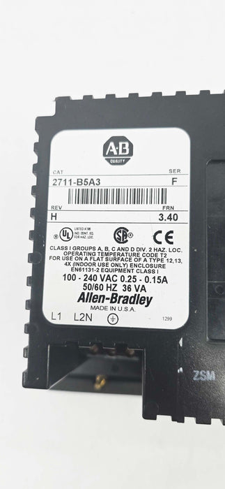 Allen Bradley 2711-B5A3 PanelView 550 Operator Interface Panel Ser. F Rev H