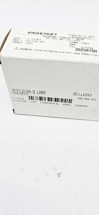 Ashcroft 25-1009-SWL-02L-2000# Industrial Pressure Gauge 2.5" 30256700-29