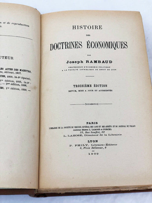 Histoire des doctrines économiques Rambaud, Joseph. 3rd Edition, 1909