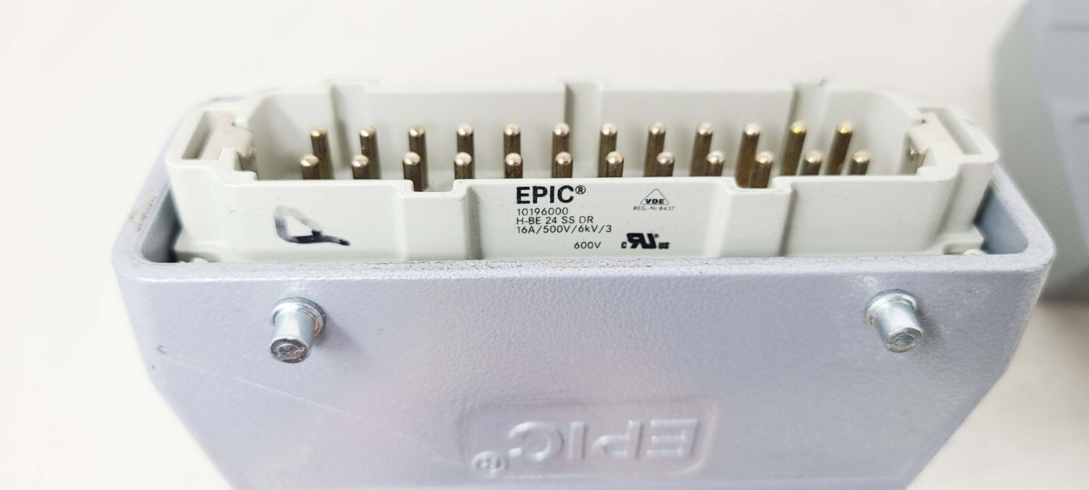 4 Pack EPIC/Harting Connectors with Housings - 38 12 40M 0000, 10196000, 24E-M-s