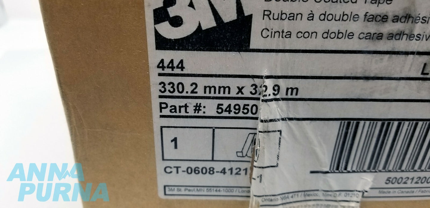 3M Double Coated Tape 444 Clear, 13 in x 36 yd, 1 roll per case Boxed