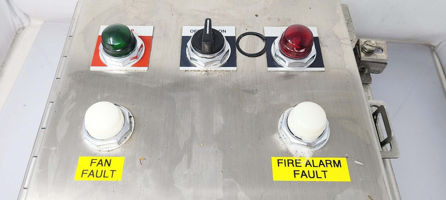 Twin City Fan 3HP NEMA 4X Starter Panel Hoffman A16H1208SS6LP Stainless Enclosur
