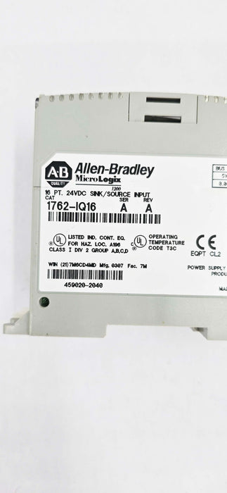 Allen-Bradley 1762-IQ16 MicroLogix 24VDC Input Module 1762IQ16