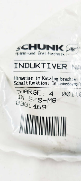 NEW SCHUNK 0301469 / 301469 / IN5/S-M8 PROXIMITY SENSOR