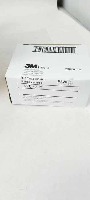 3M Hookit Paper Sheet 236U, 3” X 4” P320 grit 28176 (50/Box X 10) 500 Total