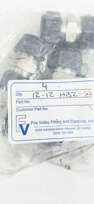 4 PACK - PARKER CPI 12-12 HBZ-SS 3/4IN TUBE UNION