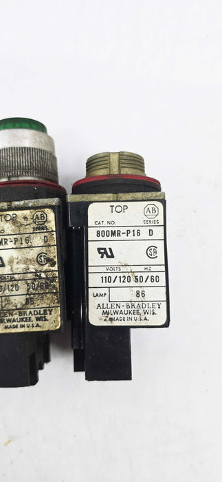 4 PACK - ALLEN-BRADLEY 800MR-P16 & PA16 SER D ILLUMINATED PILOT LIGHT