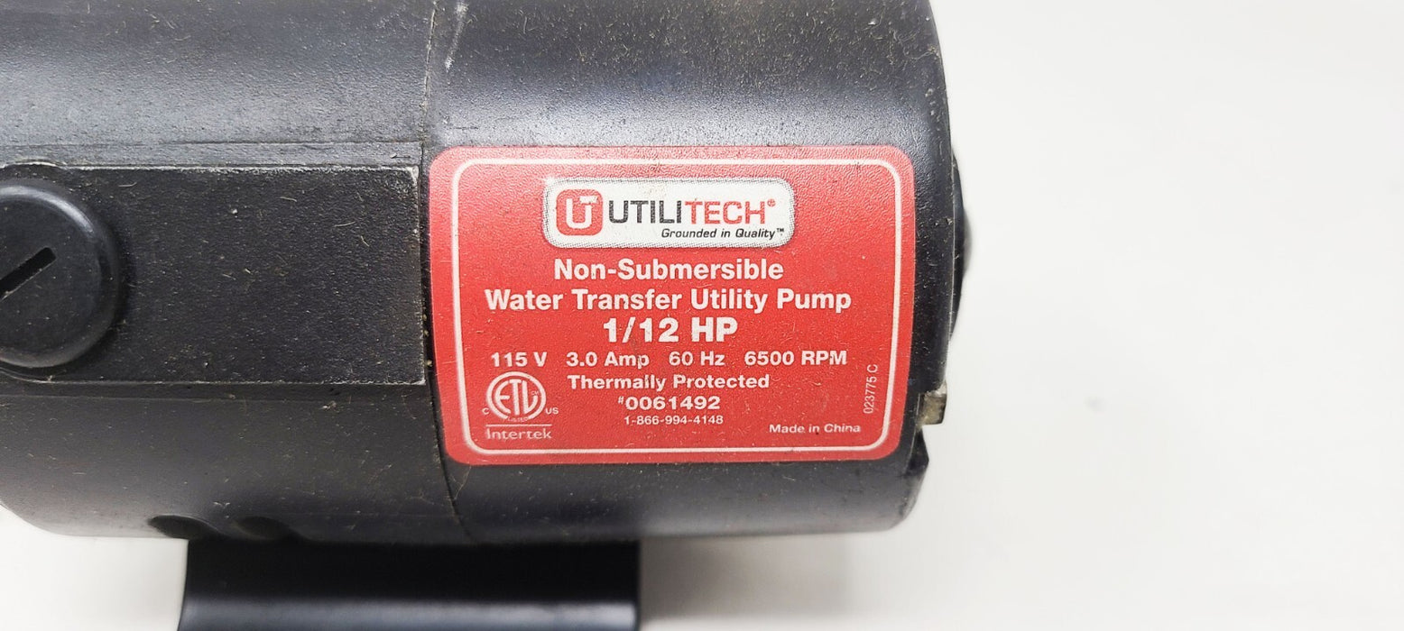 Utilitech 1/12 HP Transfer Utility Pump #0061492 115V 3.0 AMP