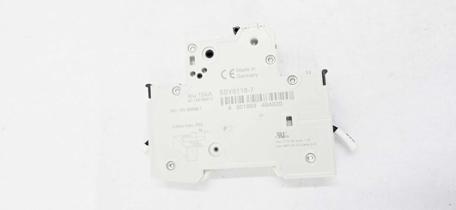 Siemens 5SY6118-7 Circuit Breaker, 15A, 1 Pole