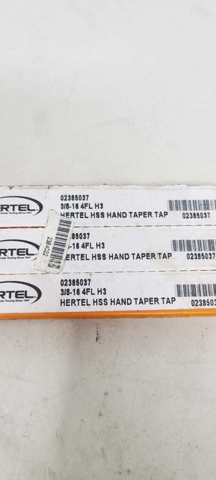 3 PACK - Hertel HSS Hand Taper Tap 3/8-16 4FL H3 02385037
