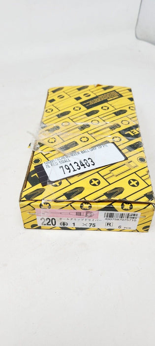 Pack of 5 Vessel Ball-Grip Screwdriver No.220 Phillips Head 1 x 75