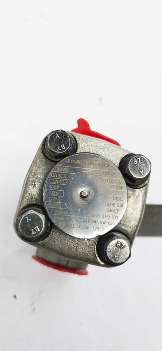 J-Flow Controls 800# 1/2" F316 Steel Butterfly Valve