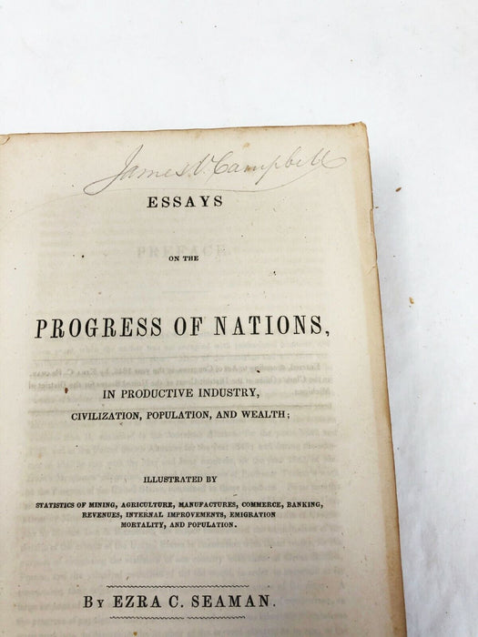 Ezra C Seaman / Essays on the Progress of Nations 1st Ed 1846 / James Campbell