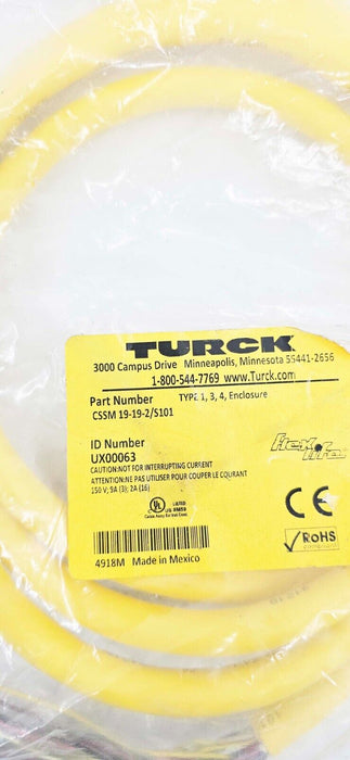 Turck CSSM CKM 19-19-10 Male Single Ended Cordset 2m Length