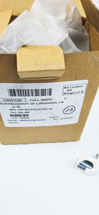 10 PIECES - Appleton Grounding Bushing, 2", Threaded, Insulated, Zinc