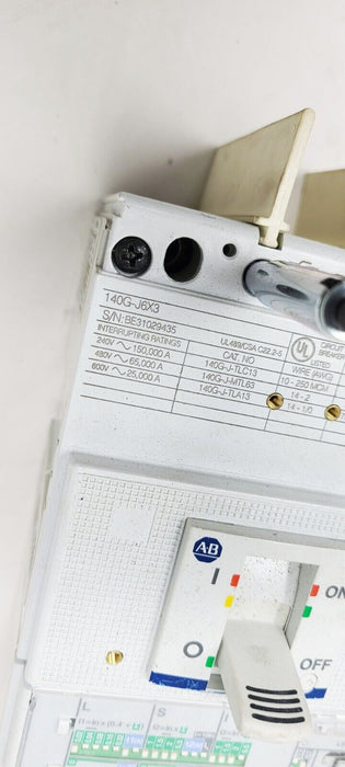 ALLEN BRADLEY CIRCUIT BREAKER 140G-J6H3-D25 250 AMP 600 V SURPLUS