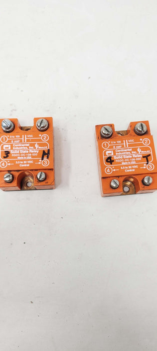 5 PACK - Continental Industries RSDC-DC-108-000 0-100V 8A Solid State Relay