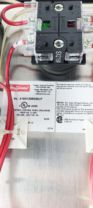 Twin City Fan 3HP NEMA 4X Starter Panel Hoffman A16H1208SS6LP Stainless Enclosur