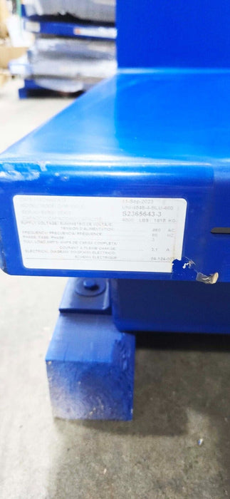Global Industrial UNI-4848-4-BLU-460 Scissor Lift & Tilt Table 4000 Lb. Capacity