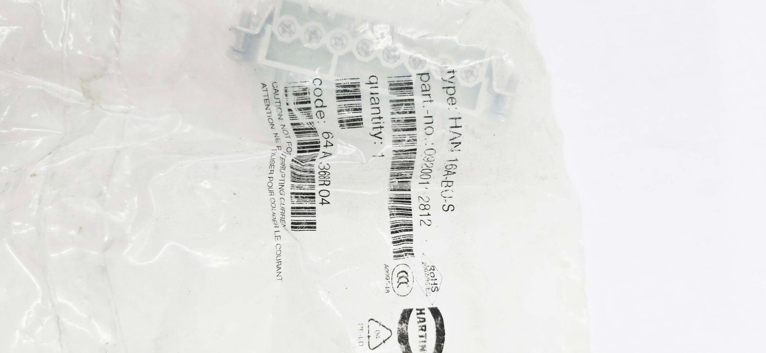 2 PACK - Harting Han 16A-F Connector Insert Han 16A-BU-S 09200162812